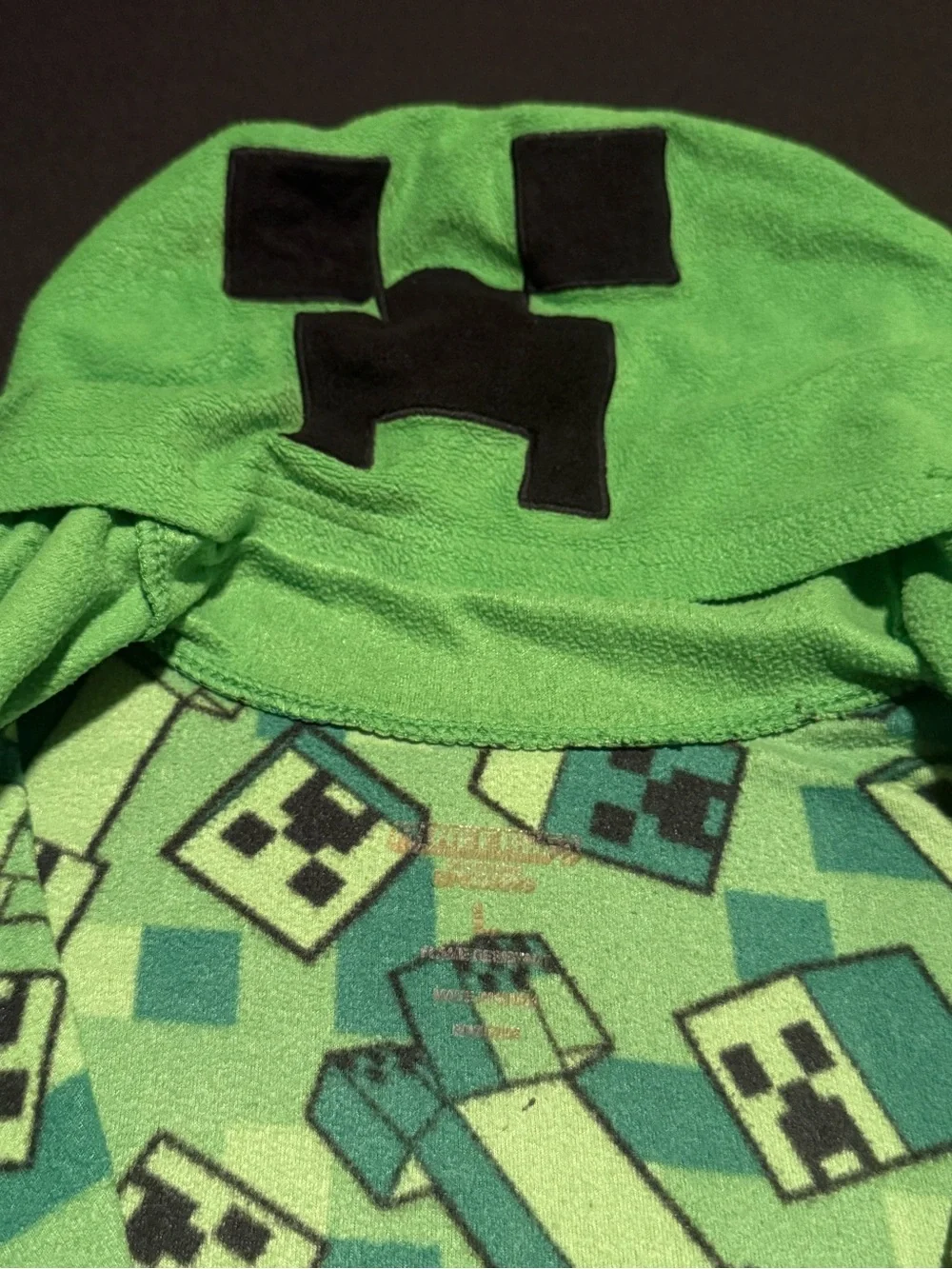 Minecraft Creeper Green Kids Hooded Onesie Pajamas